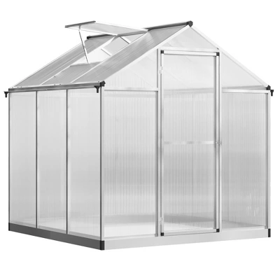 Outsunny Walk-In Polycarbonate Greenhouse With Roof Vent For Ventilation & Rain Gutter, Hobby Greenhouse For Winter 8 Outsunny Walk-In Polycarbonate Greenhouse With Roof Vent For Ventilation & Rain Gutter, Hobby Greenhouse For Winter - Image 6