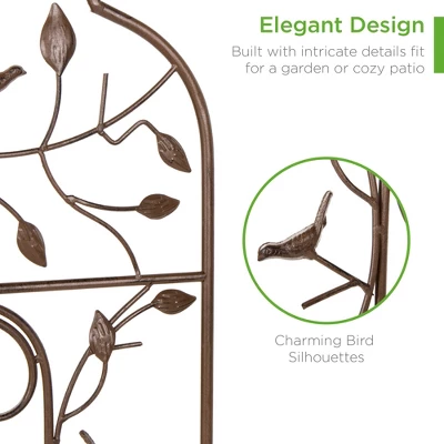 Best Choice Products Set Of 2 60x15in Iron Arched Garden Trellis Fence Panel W/ Branches, Birds For Climbing Plants 3 Best Choice Products Set Of 2 60x15in Iron Arched Garden Trellis Fence Panel W/ Branches, Birds For Climbing Plants