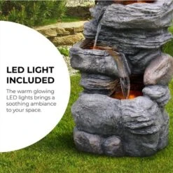 Teamson Home 39.37" Outdoor Faux Stone 4-Tier Water Fountain With LED, Gray 15 Teamson Home 39.37" Outdoor Faux Stone 4-Tier Water Fountain With LED, Gray -Sunnydaze Decor Store GUEST 3ff16af6 3c1d 4660 9dbc 543d788beb89