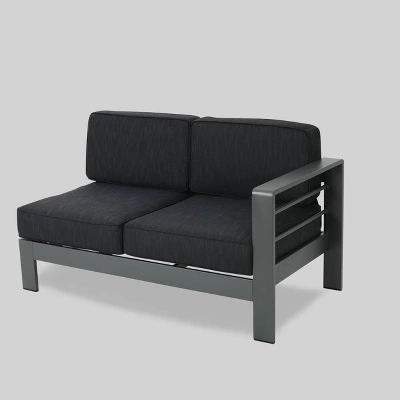 Cape Coral 5pc Aluminum Sofa Set With Cushions - Dark Gray - Christopher Knight Home 5 Cape Coral 5pc Aluminum Sofa Set With Cushions - Dark Gray - Christopher Knight Home - Image 3