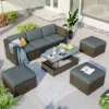5pc Outdoor Wicker Conversations Set With Adjustable Sofa, Ottomans & Accent Table - Gray - GODEER -Sunnydaze Decor Store GUEST 402a3aaf 3f98 4af2 a9c6 898fafe94508