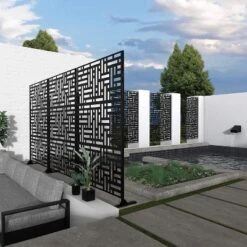 NewTown Decorative Privacy Screen Outdoor Divider With Stand, Featuring Precise Laser Cut,Metal Material-The Pop Home 12 NewTown Decorative Privacy Screen Outdoor Divider With Stand, Featuring Precise Laser Cut,Metal Material-The Pop Home -Sunnydaze Decor Store GUEST 402b4483 6f67 467d 85ee 95725215c813