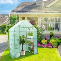 Hanience Walk-in Outdoor/Indoor Covered Portable Plant Greenhouse For Gardens, Patios, And Yards With 4 Wired Shelves, And Roll-Up Zippered Door, 9 Hanience Walk-in Outdoor/Indoor Covered Portable Plant Greenhouse For Gardens, Patios, And Yards With 4 Wired Shelves, And Roll-Up Zippered Door, -Sunnydaze Decor Store GUEST 40337c1c f595 4e5b 9050 9551b68701ef