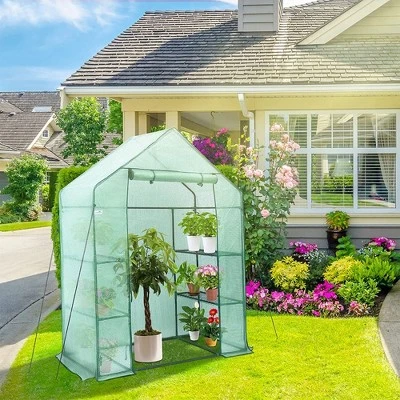 Hanience Walk-in Outdoor/Indoor Covered Portable Plant Greenhouse For Gardens, Patios, And Yards With 4 Wired Shelves, And Roll-Up Zippered Door, 6 Hanience Walk-in Outdoor/Indoor Covered Portable Plant Greenhouse For Gardens, Patios, And Yards With 4 Wired Shelves, And Roll-Up Zippered Door, - Image 4
