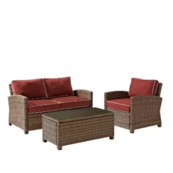 Bradenton 3pc Outdoor Conversation Set With Loveseat & Armchair With Coffee Table - Crosley -Sunnydaze Decor Store GUEST 40755c45 5626 42a7 9fb2 99dee0865521