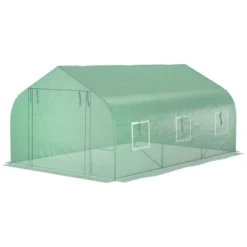 Outsunny 9.8' X 11.4' X 6.8' Outdoor Walk-In Tunnel Greenhouse Hot House With Roll-up Windows, Zippered Door, PE Cover, Green -Sunnydaze Decor Store GUEST 40a2d219 2b87 45eb 8af8 262bf1bf9793