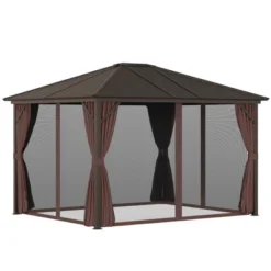 Outsunny 10' X12' Hardtop Gazebo With Aluminum Frame, Permanent Metal Roof Gazebo Canopy With 2 Hooks, Curtains And Netting For Garden 13 Outsunny 10' X12' Hardtop Gazebo With Aluminum Frame, Permanent Metal Roof Gazebo Canopy With 2 Hooks, Curtains And Netting For Garden -Sunnydaze Decor Store GUEST 40efbd67 db4c 4557 9440 8b66965912f2