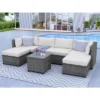 7pc Outdoor Wicker Seating Set With Cushions - Beige - GODEER -Sunnydaze Decor Store GUEST 40f64959 269c 46f2 ba07 3caa03c64b2e