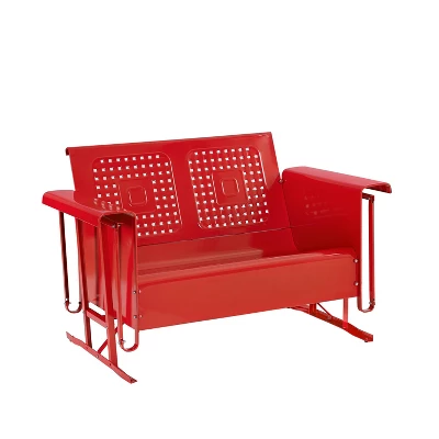 Bates Outdoor Loveseat Glider - Bright Red - Crosley 5 Bates Outdoor Loveseat Glider - Bright Red - Crosley - Image 3