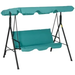 Outsunny 3-Person Porch Swing With Stand, Outdoor Swing For Patio Porch With Adjustable Tilt Canopy & Comfortable Swing Bench-Style Seat, Steel Frame -Sunnydaze Decor Store GUEST 41d051a3 0a54 4c0a bec9 0bad39952059