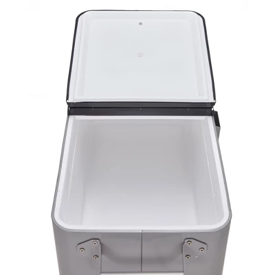 JOMEED 80 Quart/20 Gallon Wheeled Rolling Outdoor Patio And Deck Cooler Cart Ice Chest With Shelf, Drainage Hole Plug And Bottle Opener, Silver 4 JOMEED 80 Quart/20 Gallon Wheeled Rolling Outdoor Patio And Deck Cooler Cart Ice Chest With Shelf, Drainage Hole Plug And Bottle Opener, Silver - Image 2