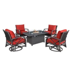 Kinger Home Novi 5-Piece Rattan Wicker Propane Fire Pit Set With An Aluminum Frame -Sunnydaze Decor Store GUEST 42b11eb8 6657 4cac 9619 9524fbaef6f6