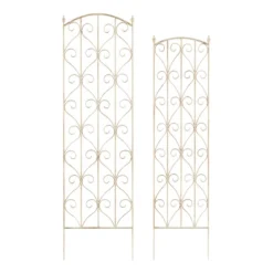 Set Of 2 Garden Trellises - For Climbing And Potted Plants - Decorative Scroll Metal Panels With 7.75-Inch Stakes By Pure Garden (White) -Sunnydaze Decor Store GUEST 42bb7d47 0524 4718 a262 834a9ee12e20