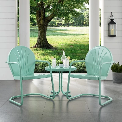 Griffith 3pc Outdoor Conversation Set - Aqua - Crosley 3 Griffith 3pc Outdoor Conversation Set - Aqua - Crosley