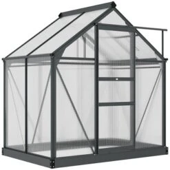 Outsunny Polycarbonate Greenhouse, Heavy Duty Outdoor Aluminum Walk-in Green House Kit With Vent & Door For Backyard Garden, Gray -Sunnydaze Decor Store GUEST 43d979c8 f3c3 4a9a a8d8 765614850a3f