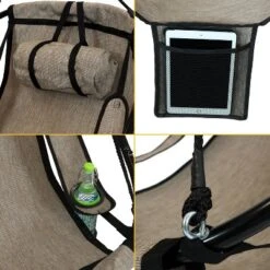 Sunnydaze Decor Sunnydaze Outdoor Olefin Hanging Hammock Chair Swing With Armrests, Side Pouch, Pillow, And Footrest - Beige -Sunnydaze Decor Store GUEST 44257bac 42c7 44dc 9373 1fba0548e62a