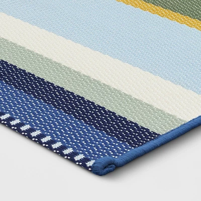 7'x10' Stripe Outdoor Rug Blue/Green - Threshold™ 4 7'x10' Stripe Outdoor Rug Blue/Green - Threshold™ - Image 2
