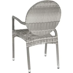 Valdez Indoor Outdoor French Bistro Stacking Arm Chair (Set Of 2) - Grey - Safavieh -Sunnydaze Decor Store GUEST 449bd1a6 1824 4d01 b2c1 2dc8de9b82cf