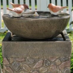 Sunnydaze Decor Sunnydaze 25"H Electric Polyresin Three Bathing Birds Outdoor Water Fountain With LED Light -Sunnydaze Decor Store GUEST 45e60a05 4b35 443f 9119 451c0c49e175