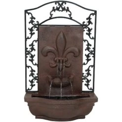 Sunnydaze Decor Sunnydaze 33"H Solar-Powered Polystone French Lily Design Outdoor Wall-Mount Water Fountain -Sunnydaze Decor Store GUEST 45e7d2ca 172e 4abf a7fa e7320e0cfc21