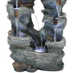 Sunnydaze Decor Sunnydaze 39"H Electric Polyresin And Fiberglass Dual Cascading Falls Outdoor Water Fountain With LED Lights -Sunnydaze Decor Store GUEST 46c4045f 4cd0 42dd b8eb 53ae5e66eb48
