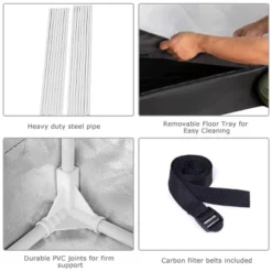 Costway Indoor Grow Tent Room Reflective Hydroponic Non Toxic Clone Hut 6 Size (48''X24''X60'') 14 Costway Indoor Grow Tent Room Reflective Hydroponic Non Toxic Clone Hut 6 Size (48''X24''X60'') -Sunnydaze Decor Store GUEST 47408817 e299 41b2 8d38 a3cc0e407ed9 1