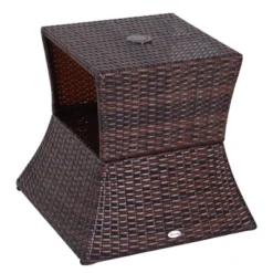 Outsunny Rattan Wicker Side Table With Umbrella Hole, 2 Tier Storage Shelf For All Weather For Outdoor, Patio, Garden, Backyard, Mixed Brown 9 Outsunny Rattan Wicker Side Table With Umbrella Hole, 2 Tier Storage Shelf For All Weather For Outdoor, Patio, Garden, Backyard, Mixed Brown -Sunnydaze Decor Store GUEST 4752e74a f3ea 48f5 b7a1 3b28a10015ef