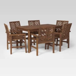 7pc Slatted Chevron Acacia Patio Dining Set - Saracina Home -Sunnydaze Decor Store GUEST 4871da67 cad9 4005 bad1 36caadb12835