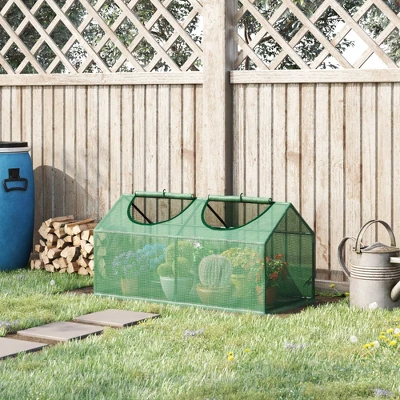 Outsunny Outdoor 3.9' X 2' X 2' Portable Mini Greenhouse, Small Greenhouse With PE Cover, Roll-up Zippered Windows For Indoor, Outdoor Garden, Green 3 Outsunny Outdoor 3.9' X 2' X 2' Portable Mini Greenhouse, Small Greenhouse With PE Cover, Roll-up Zippered Windows For Indoor, Outdoor Garden, Green