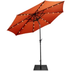 Costway 9ft Market Patio Umbrella W/Solar Lights & 40 LBS Steel Umbrella Stand -Sunnydaze Decor Store GUEST 48cfa3d7 3f4b 4bbd bf89 9a7a4d38e515