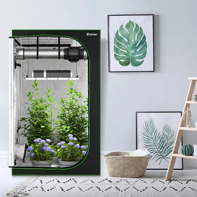 Costway 4x4 Grow Tent, 48''x48''x80'' High Reflective Mylar W/Observation Window GrayBlack 8 Costway 4x4 Grow Tent, 48''x48''x80'' High Reflective Mylar W/Observation Window GrayBlack - Image 6