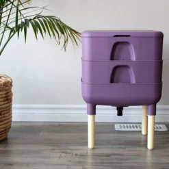 FCMP Outdoor Essential Living 6 Gallon UV Protected Plastic Worm Composter Bin Storage Container Box With 2 Trays For Garden And Home, Plum -Sunnydaze Decor Store GUEST 49443926 5b44 4d61 b8cf ac7b689005dc