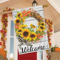 Sunflower Fall Wreath Welcome House Flag Autumn Floral 28" X 40" Briarwood Lane 5 Sunflower Fall Wreath Welcome House Flag Autumn Floral 28" X 40" Briarwood Lane -Sunnydaze Decor Store GUEST 49f8c075 5344 4b66 aaee 19cb8867e74c