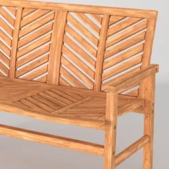 Slatted Chevron Acacia Wood Patio Loveseat – Saracina Home -Sunnydaze Decor Store GUEST 4a574b41 46e1 4ef8 8a5b ab916811f1ac