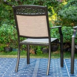 7pc Outdoor Dining Set With Sling Chairs & Metal Rectangle Table With Umbrella Hole - Captiva Designs -Sunnydaze Decor Store GUEST 4a77c5ed 2711 40c7 8129 a8f67812de81