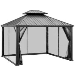 Tangkula 12ft X 10ft Patio Hardtop Gazebo Double Vented Roof Outdoor Galvanized Steel Sun Shelter Brown/Gray 13 Tangkula 12ft X 10ft Patio Hardtop Gazebo Double Vented Roof Outdoor Galvanized Steel Sun Shelter Brown/Gray -Sunnydaze Decor Store GUEST 4a7f453a 80ea 4d90 bdf6 dd491b9715ab