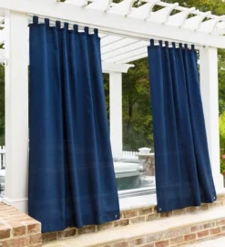 Plow & Hearth Grasscloth Outdoor Curtain Panel With Tab Top, 54"W X 84"L Linen