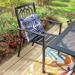 Captiva Designs 5pc Steel Outdoor Patio Dining Set With Patterned Arm Chairs & Square Table With Umbrella Hole Black 12 Captiva Designs 5pc Steel Outdoor Patio Dining Set With Patterned Arm Chairs & Square Table With Umbrella Hole Black -Sunnydaze Decor Store GUEST 4c3d0885 8519 44bf a4ae 422fc50cf1bf