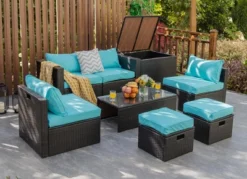 Costway 8PCS Patio Rattan Furniture Set Space-Saving Storage Cushion BlackTurquoiseNavy Cover 28 Costway 8PCS Patio Rattan Furniture Set Space-Saving Storage Cushion BlackTurquoiseNavy Cover -Sunnydaze Decor Store GUEST 4ce77c60 8417 4fe8 9f8b 26ca5936fe61
