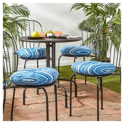 4pk 15" Coastal Stripe Outdoor Bistro Chair Cushions - Kensington Garden 3 4pk 15" Coastal Stripe Outdoor Bistro Chair Cushions - Kensington Garden