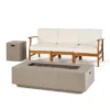 Perla 5pc Acacia Wood Sofa With Rectangular Fire Table - Teak/Cream/Light Gray - Christopher Knight Home 1 Perla 5pc Acacia Wood Sofa With Rectangular Fire Table - Teak/Cream/Light Gray - Christopher Knight Home -Sunnydaze Decor Store GUEST 4d43828e 9eef 4a5e 8faf 2844cacb4472