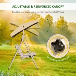 Outsunny 3 Person Outdoor Porch Swing Lounge Chair Bench With Canopy Top- Brown 18 Outsunny 3 Person Outdoor Porch Swing Lounge Chair Bench With Canopy Top- Brown -Sunnydaze Decor Store GUEST 4d6f0599 daa9 4425 9b3d 01a742faff9a