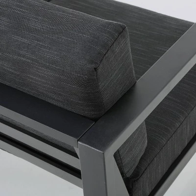 Navan 12pc Aluminum Sectional Sofa Seating Set Black/Dark Gray - Christopher Knight Home 4 Navan 12pc Aluminum Sectional Sofa Seating Set Black/Dark Gray - Christopher Knight Home - Image 2