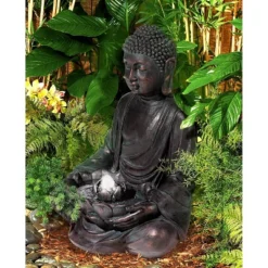 John Timberland Meditating Buddha Zen Bubbler Outdoor Water Fountain With LED Light 24" For Yard Garden Patio Home Deck Porch House Meditation Decor -Sunnydaze Decor Store GUEST 4ea72a47 c5f1 491f 972e 87adad30c545
