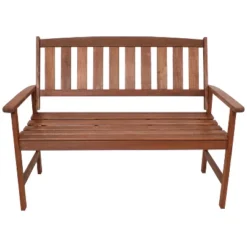 Sunnydaze Decor Sunnydaze Outdoor Meranti Wood With Teak Oil Finish Modern Rustic Wooden 2-Person Bench Seat - Brown -Sunnydaze Decor Store GUEST 4ea7d5f0 9b19 49b5 ae0f c5d9e6340ed9