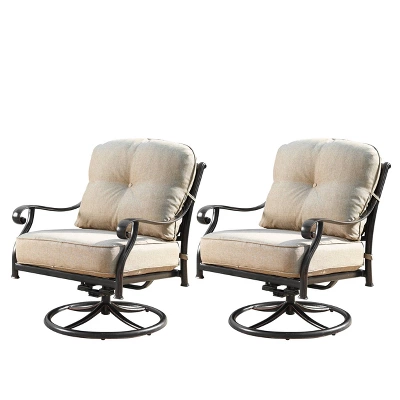 5pc Outdoor Dining Set With 44" Round Fire Table, 4 Deep Seating Swivel Rocking Chairs & Table Fabric Covers - Tan/Copper - Oakland Living 12 5pc Outdoor Dining Set With 44" Round Fire Table, 4 Deep Seating Swivel Rocking Chairs & Table Fabric Covers - Tan/Copper - Oakland Living - Image 10