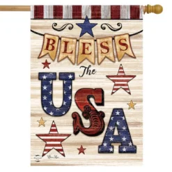 Briarwood Lane Bless The USA Patriotic House Flag Primitive Stars Stripes Double-Sided 28"x40"