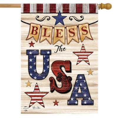 Briarwood Lane Bless The USA Patriotic House Flag Primitive Stars Stripes Double-Sided 28"x40" 3 Briarwood Lane Bless The USA Patriotic House Flag Primitive Stars Stripes Double-Sided 28"x40"