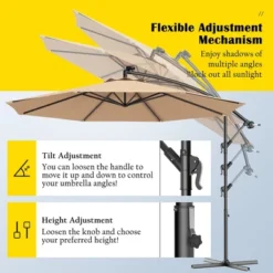 Costway 10' Hanging Solar LED Umbrella Patio Sun Shade Offset Market W/Base Beige -Sunnydaze Decor Store GUEST 4f5d0f1b 23a1 4818 b4eb 8f0aa076ed20