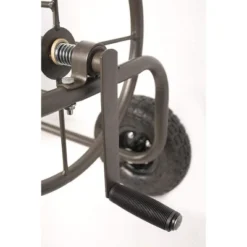 Liberty Garden 871 4 Wheel 250 Foot Capacity Steel Frame Water Hose Reel Cart With Basket For Backyard, Garden, Or Home, Brown